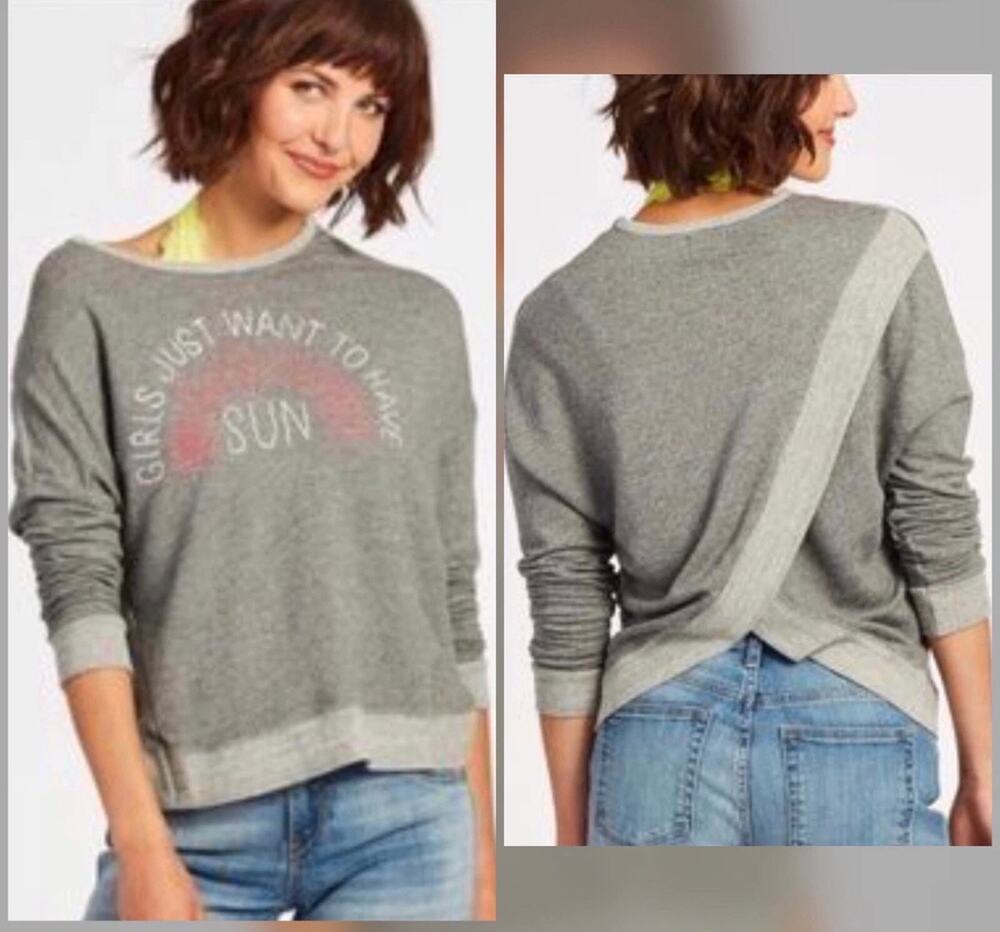 Sundry Womens Split Back Girls Just Want to Have Sun Sweater Size 2 (Medium)